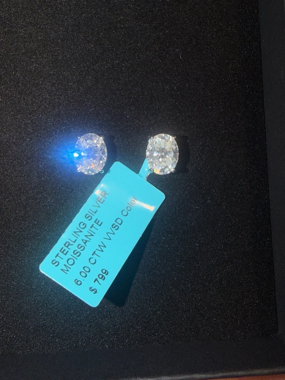 6.00 CTW Moissanite Stud Earrings Sterling Silver VVS/D Color